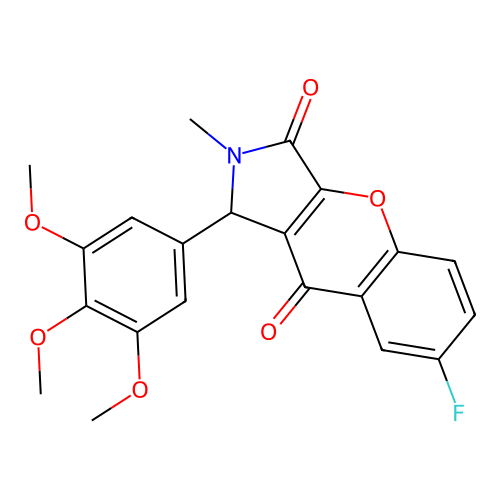 7-fluoro-2-methyl-1-(3,4,5-trimethoxyphenyl)-1,2-dihydrochromeno[2,3-c]pyrrole-3,9-dione structure