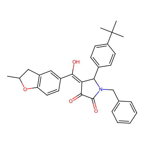 (4E)-1-benzyl-5-(4-tert-butylphenyl)-4-[hydroxy(2-methyl-2,3-dihydro-1-benzofuran-5-yl)methylidene]pyrrolidine-2,3-dione structure