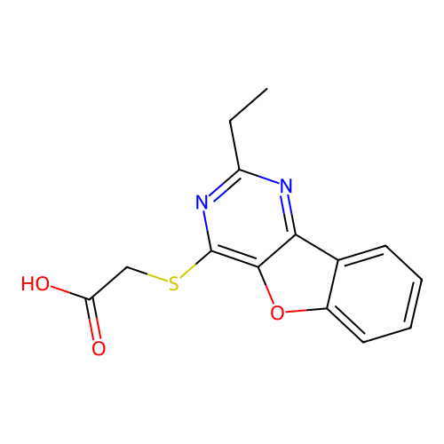 [(2-Ethyl[1]benzofuro[3,2-d]pyrimidin-4-yl)sulfanyl]acetic acid structure