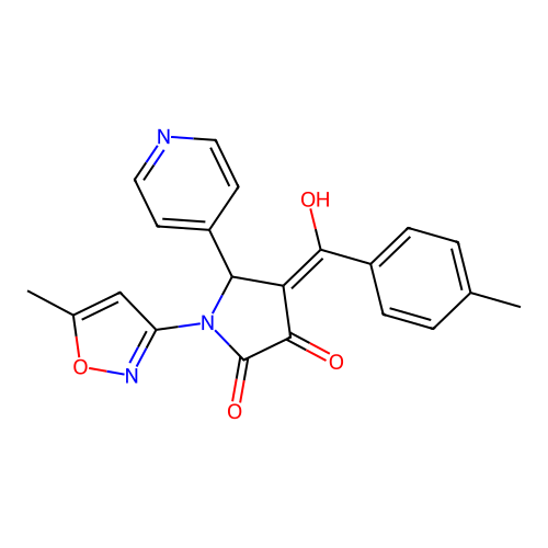 (4E)-4-[hydroxy(4-methylphenyl)methylidene]-1-(5-methyl-1,2-oxazol-3-yl)-5-(pyridin-4-yl)pyrrolidine-2,3-dione structure