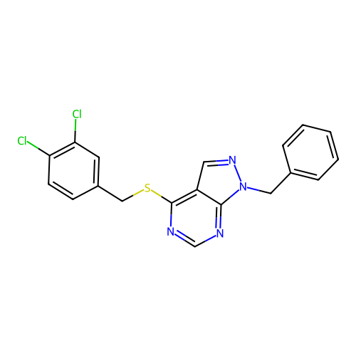 1-benzyl-4-[(3,4-dichlorobenzyl)sulfanyl]-1H-pyrazolo[3,4-d]pyrimidine structure