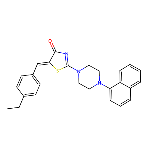 (5Z)-5-(4-ethylbenzylidene)-2-[4-(naphthalen-1-yl)piperazin-1-yl]-1,3-thiazol-4(5H)-one structure