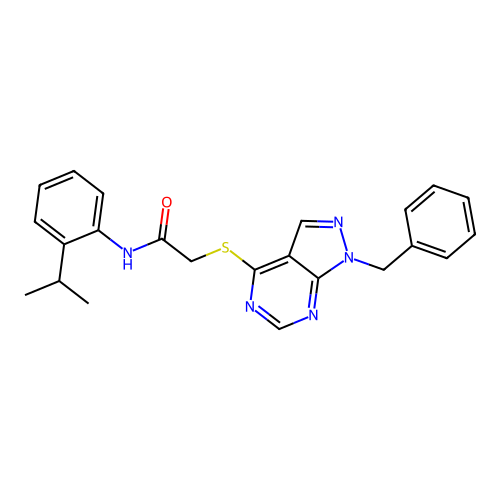 2-((1-benzyl-1H-pyrazolo[3,4-d]pyrimidin-4-yl)thio)-N-(2-isopropylphenyl)acetamide structure