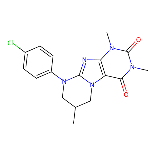 9-(4-chlorophenyl)-1,3,7-trimethyl-7,8-dihydro-6H-purino[7,8-a]pyrimidine-2,4-dione structure