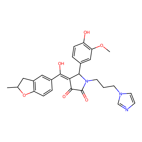 3-hydroxy-5-(4-hydroxy-3-methoxyphenyl)-1-[3-(1H-imidazol-1-yl)propyl]-4-(2-methyl-2,3-dihydro-1-benzofuran-5-carbonyl)-2,5-dihydro-1H-pyrrol-2-one structure