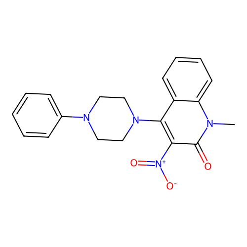 1-methyl-3-nitro-4-(4-phenylpiperazin-1-yl)quinolin-2(1H)-one structure