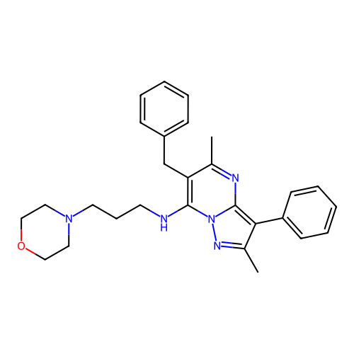 6-benzyl-2,5-dimethyl-N-[3-(morpholin-4-yl)propyl]-3-phenylpyrazolo[1,5-a]pyrimidin-7-amine structure