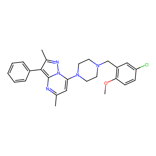 7-(4-(5-chloro-2-methoxybenzyl)piperazin-1-yl)-2,5-dimethyl-3-phenylpyrazolo[1,5-a]pyrimidine structure