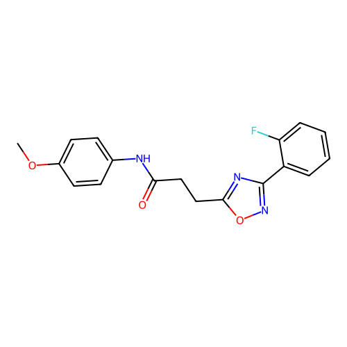3-[3-(2-fluorophenyl)-1,2,4-oxadiazol-5-yl]-N-(4-methoxyphenyl)propanamide structure