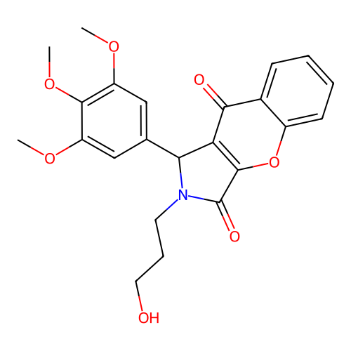 2-(3-hydroxypropyl)-1-(3,4,5-trimethoxyphenyl)-1,2-dihydrochromeno[2,3-c]pyrrole-3,9-dione structure