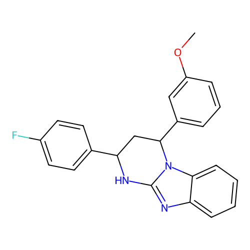 2-(4-fluorophenyl)-4-(3-methoxyphenyl)-1,2,3,4-tetrahydropyrimido[1,2-a]benzimidazole structure