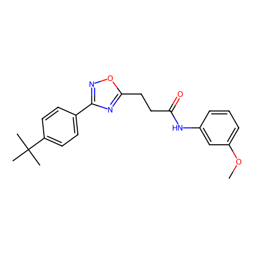 3-[3-(4-tert-butylphenyl)-1,2,4-oxadiazol-5-yl]-N-(3-methoxyphenyl)propanamide structure