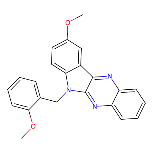 9-methoxy-6-(2-methoxybenzyl)-6H-indolo[2,3-b]quinoxaline structure