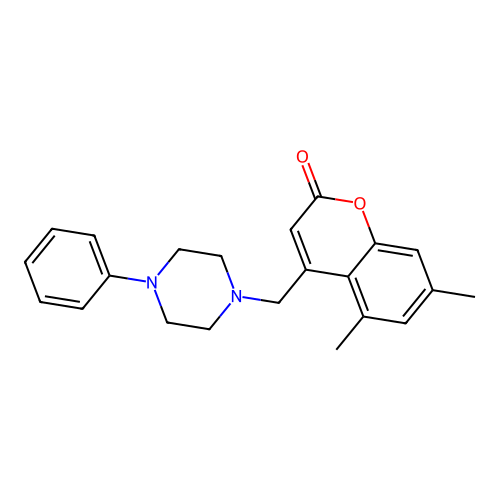 5,7-Dimethyl-4-[(4-phenylpiperazin-1-yl)methyl]chromen-2-one structure