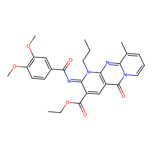 (Z)-ethyl 2-((3,4-dimethoxybenzoyl)imino)-10-methyl-5-oxo-1-propyl-2,5-dihydro-1H-dipyrido[1,2-a:2',3'-d]pyrimidine-3-carboxylate structure