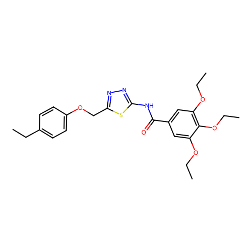 3,4,5-triethoxy-N-(5-((4-ethylphenoxy)methyl)-1,3,4-thiadiazol-2-yl)benzamide structure