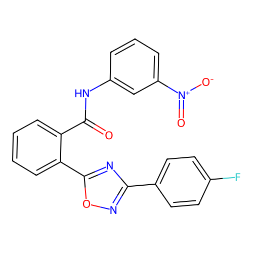 2-[3-(4-fluorophenyl)-1,2,4-oxadiazol-5-yl]-N-(3-nitrophenyl)benzamide structure