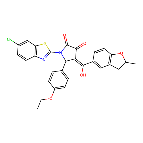 (4E)-1-(6-chloro-1,3-benzothiazol-2-yl)-5-(4-ethoxyphenyl)-4-[hydroxy(2-methyl-2,3-dihydro-1-benzofuran-5-yl)methylidene]pyrrolidine-2,3-dione structure