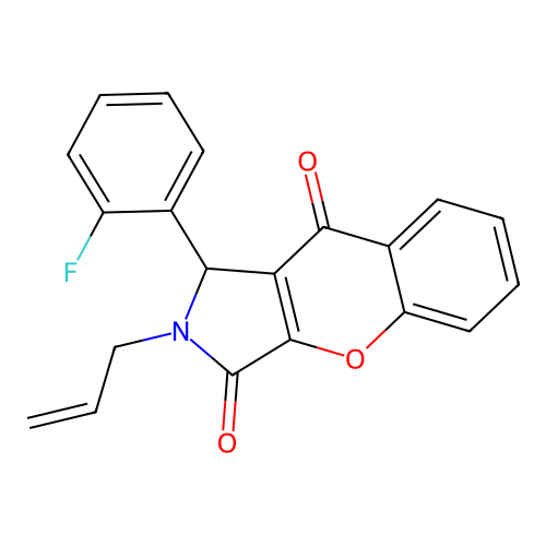 1-(2-fluorophenyl)-2-(prop-2-en-1-yl)-1,2-dihydrochromeno[2,3-c]pyrrole-3,9-dione structure