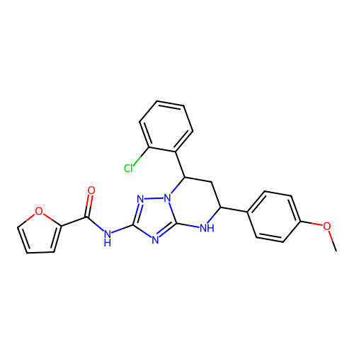 N-(7-(2-chlorophenyl)-5-(4-methoxyphenyl)-4,5,6,7-tetrahydro-[1,2,4]triazolo[1,5-a]pyrimidin-2-yl)furan-2-carboxamide structure