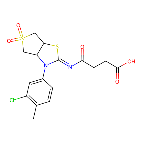 (Z)-4-((3-(3-chloro-4-methylphenyl)-5,5-dioxidotetrahydrothieno[3,4-d]thiazol-2(3H)-ylidene)amino)-4-oxobutanoic acid structure