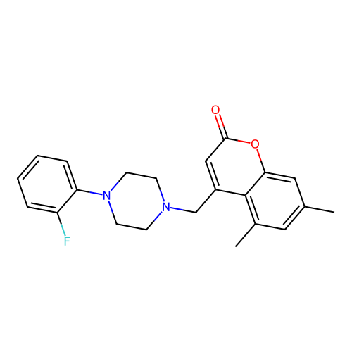4-{[4-(2-fluorophenyl)piperazin-1-yl]methyl}-5,7-dimethyl-2H-chromen-2-one structure