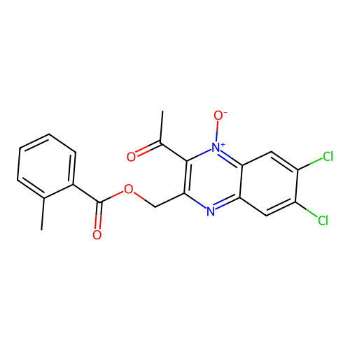 (3-Acetyl-6,7-dichloro-4-oxidoquinoxalin-2-yl)methyl 2-methylbenzoate structure
