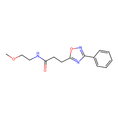 N-(2-methoxyethyl)-3-(3-phenyl-1,2,4-oxadiazol-5-yl)propanamide structure