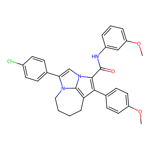 4-(4-chlorophenyl)-N-(3-methoxyphenyl)-1-(4-methoxyphenyl)-5,6,7,8-tetrahydro-2a,4a-diazacyclopenta[cd]azulene-2-carboxamide structure
