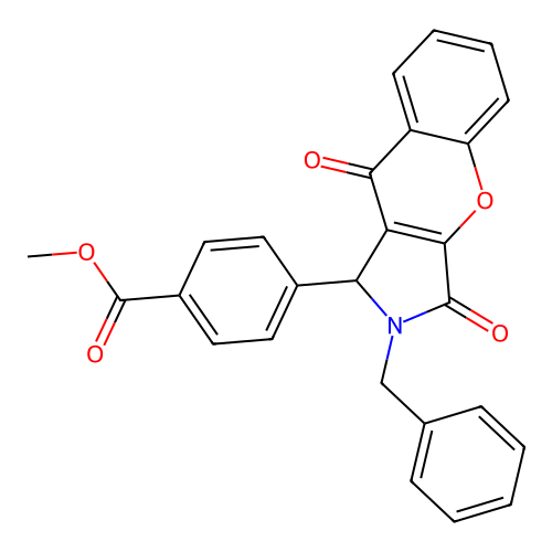 methyl 4-(2-benzyl-3,9-dioxo-1,2,3,9-tetrahydrochromeno[2,3-c]pyrrol-1-yl)benzoate structure
