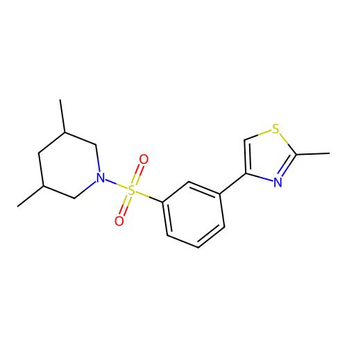 3,5-Dimethyl-1-{[3-(2-methyl-1,3-thiazol-4-yl)phenyl]sulfonyl}piperidine structure