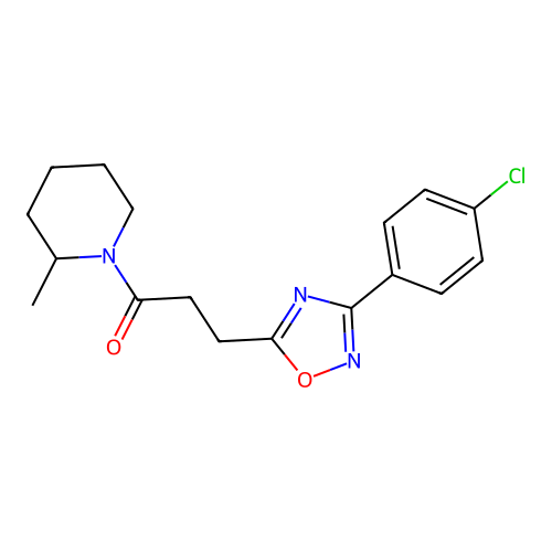 3-[3-(4-chlorophenyl)-1,2,4-oxadiazol-5-yl]-1-(2-methylpiperidin-1-yl)propan-1-one structure