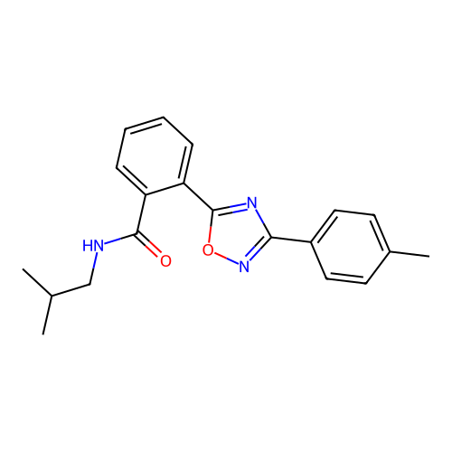 2-[3-(4-methylphenyl)-1,2,4-oxadiazol-5-yl]-N-(2-methylpropyl)benzamide structure