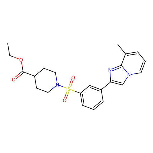 ethyl 1-{[3-(8-methylimidazo[1,2-a]pyridin-2-yl)phenyl]sulfonyl}-4-piperidinecarboxylate structure