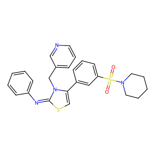 N-[(2Z)-4-[3-(piperidin-1-ylsulfonyl)phenyl]-3-(pyridin-3-ylmethyl)-1,3-thiazol-2(3H)-ylidene]aniline structure