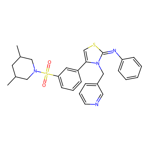 N-[(2Z)-4-{3-[(3,5-dimethylpiperidin-1-yl)sulfonyl]phenyl}-3-(pyridin-3-ylmethyl)-1,3-thiazol-2(3H)-ylidene]aniline structure