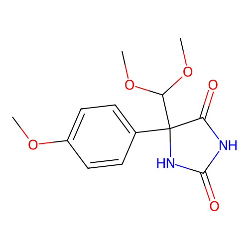 5-(Dimethoxymethyl)-5-(4-methoxyphenyl)imidazolidine-2,4-dione structure
