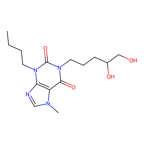 1H-Purine-2,6-dione, 3,7-dihydro-3-butyl-1-(4,5-dihydroxypentyl)-7-methyl- structure