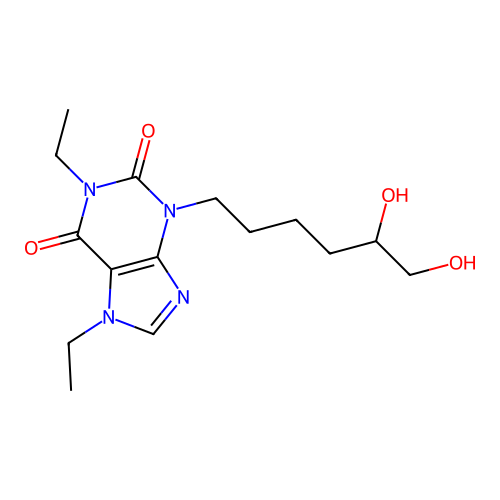 1H-Purine-2,6-dione, 3,7-dihydro-1,7-diethyl-3-(5,6-dihydroxyhexyl)- structure