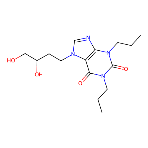 1H-Purine-2,6-dione, 3,7-dihydro-7-(3,4-dihydroxybutyl)-1,3-dipropyl- structure
