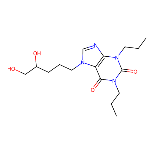 1H-Purine-2,6-dione, 3,7-dihydro-7-(4,5-dihydroxypentyl)-1,3-dipropyl- structure