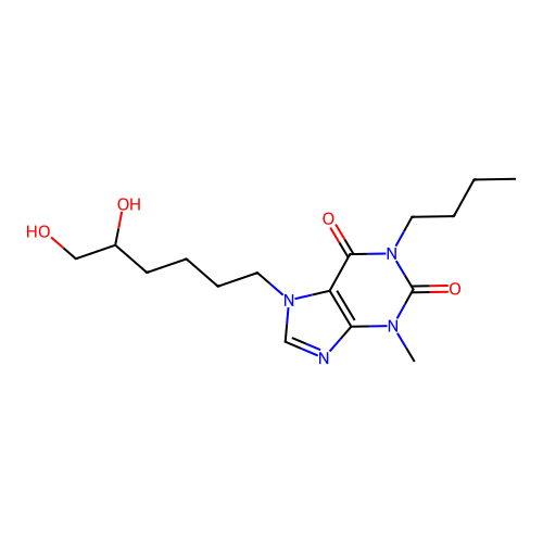 1H-Purine-2,6-dione, 3,7-dihydro-1-butyl-7-(5,6-dihydroxyhexyl)-3-methyl- structure