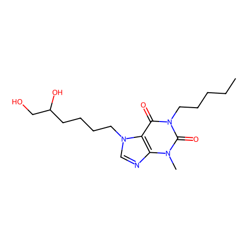 1H-Purine-2,6-dione, 3,7-dihydro-7-(5,6-dihydroxyhexyl)-3-methyl-1-pentyl- structure