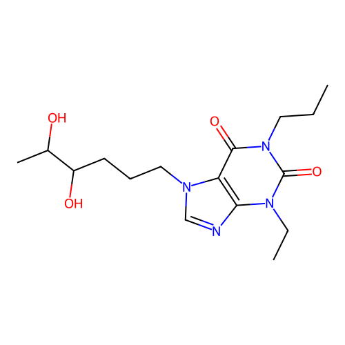 7-(4,5-Dihydroxyhexyl)-3-ethyl-1-propyl-3,7-dihydro-1H-purine-2,6-dione structure