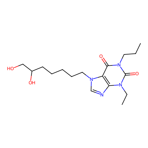 7-(6,7-Dihydroxyheptyl)-3-ethyl-1-propyl-3,7-dihydro-1H-purine-2,6-dione structure