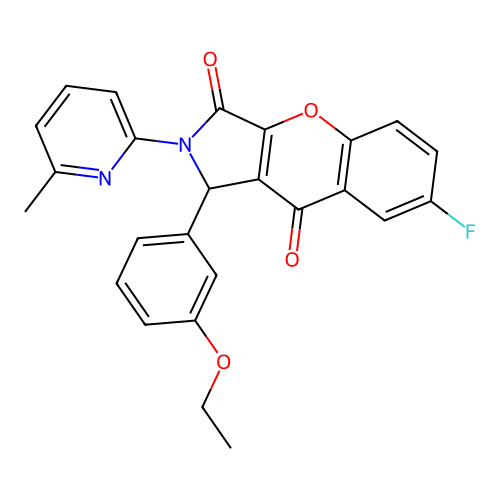 1-(3-ethoxyphenyl)-7-fluoro-2-(6-methylpyridin-2-yl)-1,2-dihydrochromeno[2,3-c]pyrrole-3,9-dione structure