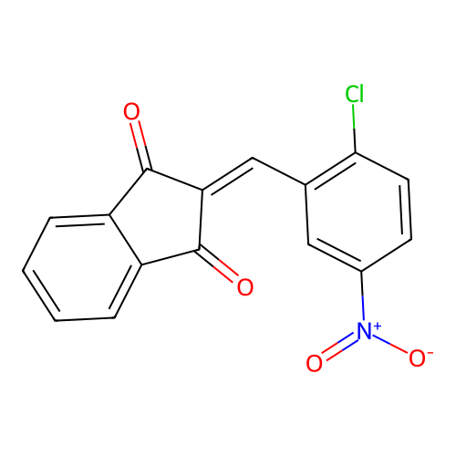 2-[(2-chloro-5-nitrophenyl)methylene]-1H-indene-1,3(2H)-dione structure