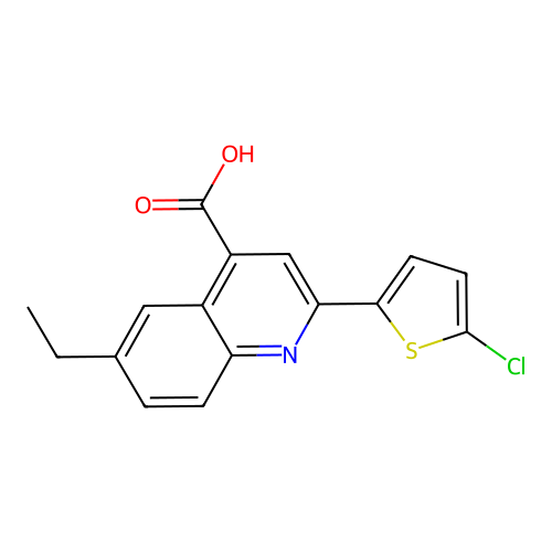 2-(5-Chlorothien-2-yl)-6-ethylquinoline-4-carboxylic acid structure
