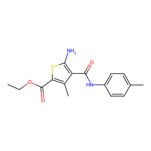 Ethyl 5-amino-3-methyl-4-(p-tolylcarbamoyl)thiophene-2-carboxylate structure
