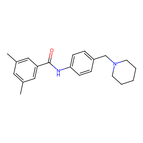 3,5-dimethyl-N-[4-(piperidin-1-ylmethyl)phenyl]benzamide structure